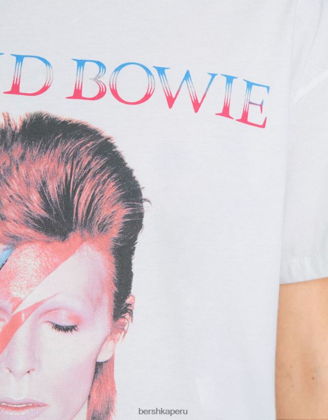 blanco Bershka mujer camiseta de manga corta david bowie 806J6B482