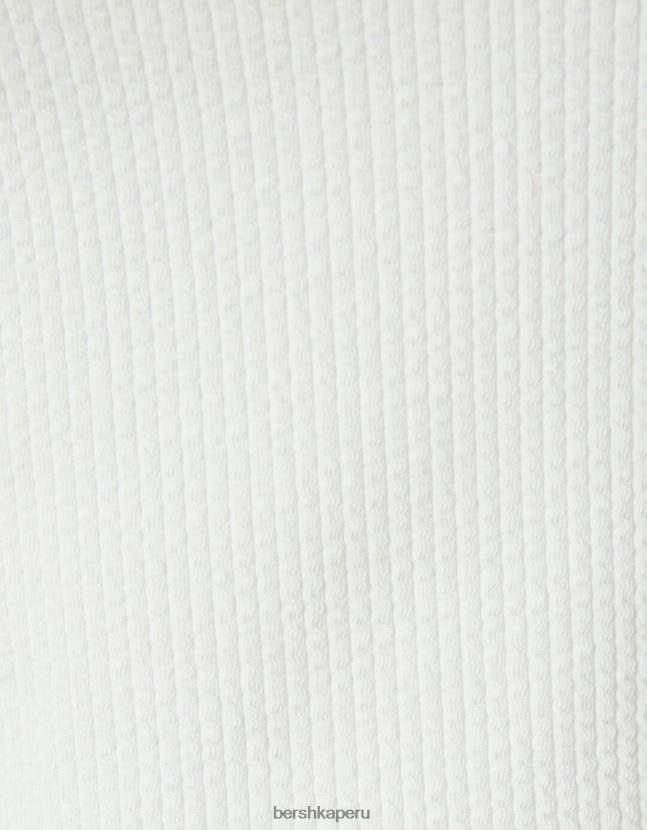 blanco Bershka mujer camiseta de manga larga con textura de canalé 806J6B590