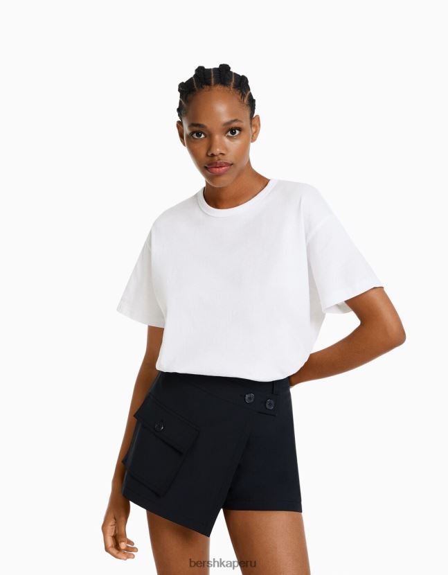 blanco Bershka mujer camiseta oversize de manga corta 806J6B322