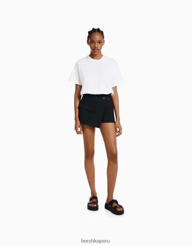 blanco Bershka mujer camiseta oversize de manga corta 806J6B322