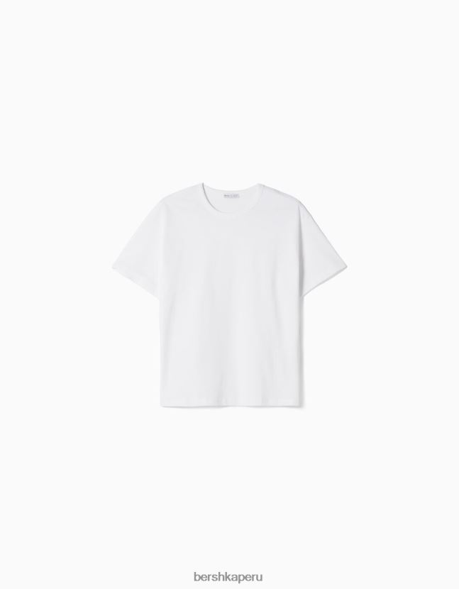 blanco Bershka mujer camiseta oversize de manga corta 806J6B322