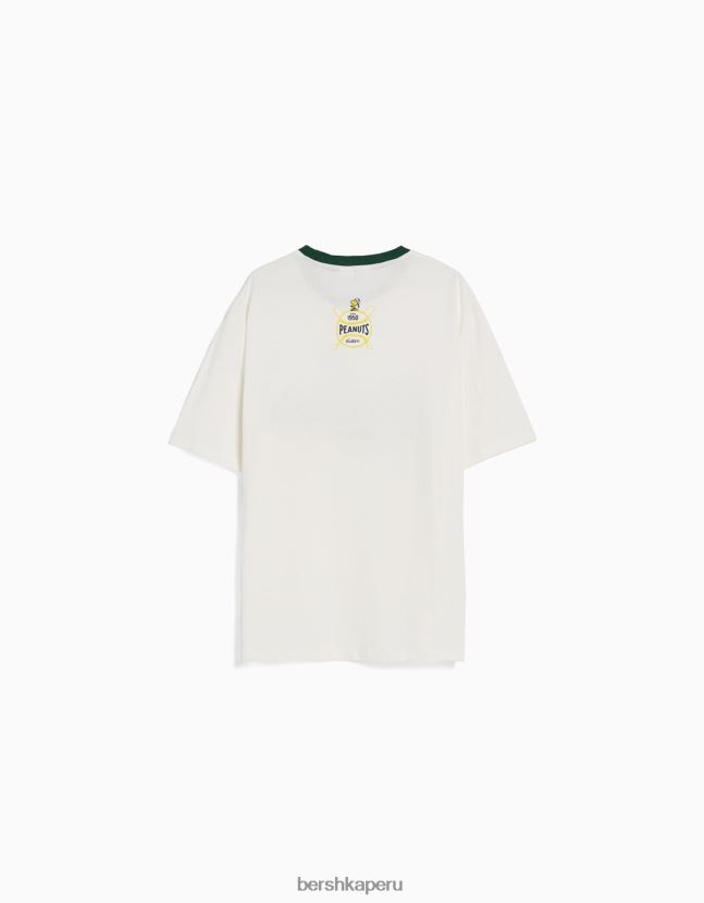 blanco Bershka mujer playera de manga corta con estampado de Snoopy 806J6B564