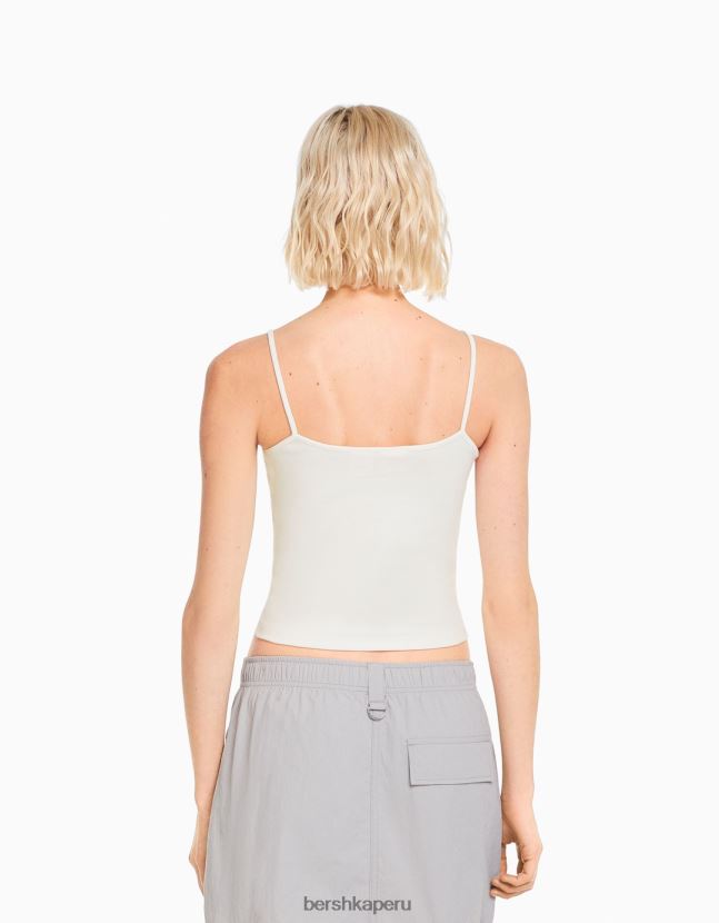 blanquecino Bershka mujer blusa sin mangas con estampado de series de arte 806J6B440