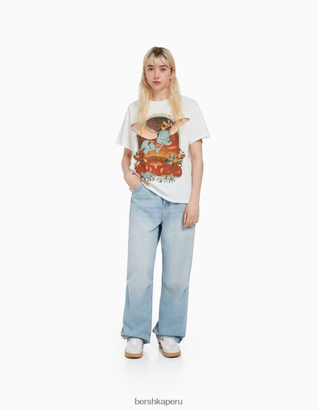 blanquecino Bershka mujer camiseta de manga corta con estampado de dumbo 806J6B298