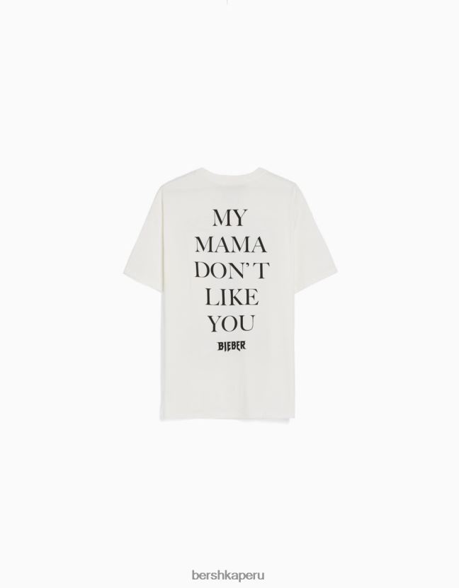 blanquecino Bershka mujer camiseta de manga corta con estampado de justin bieber 806J6B472
