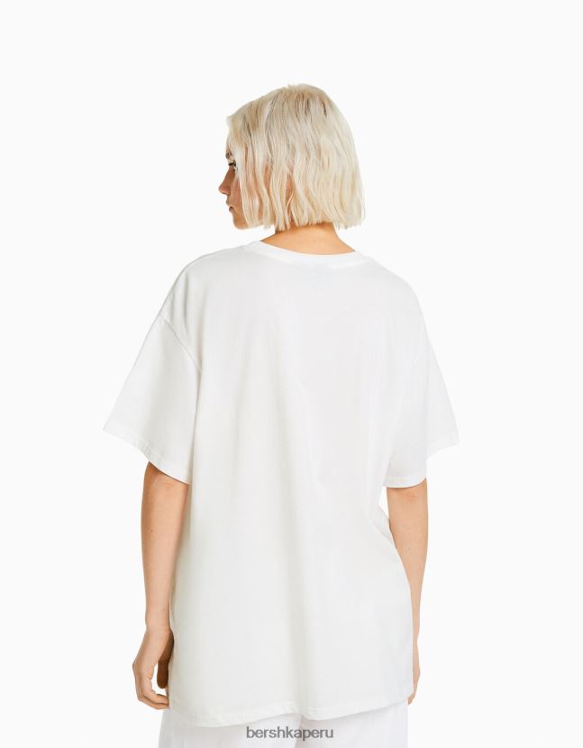 blanquecino Bershka mujer camiseta de manga corta con estampado de tupac 806J6B342