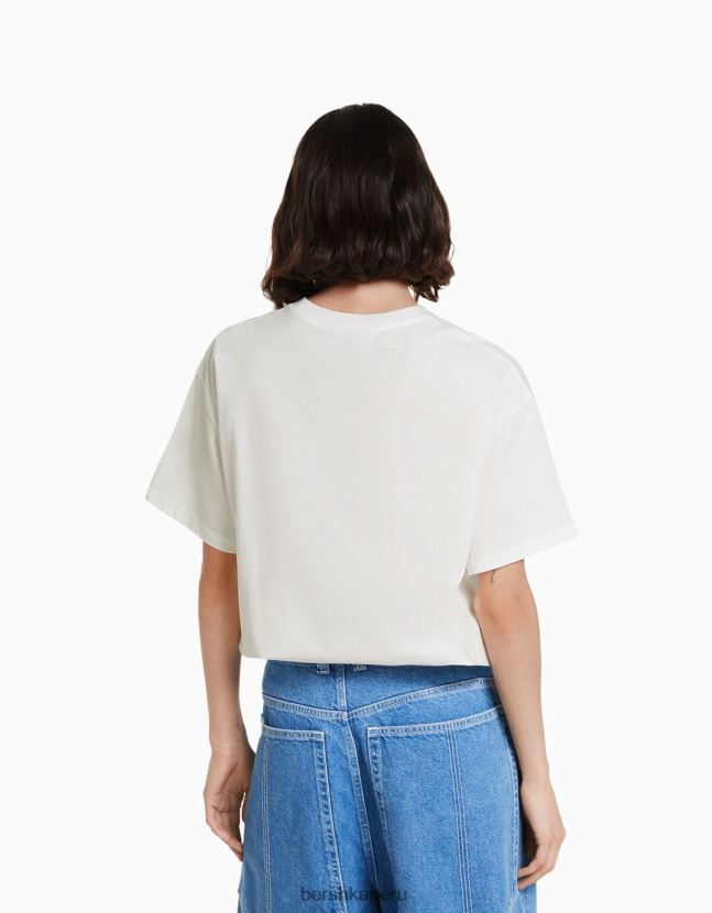 blanquecino Bershka mujer camiseta tupac de manga corta de ajuste regular 806J6B339