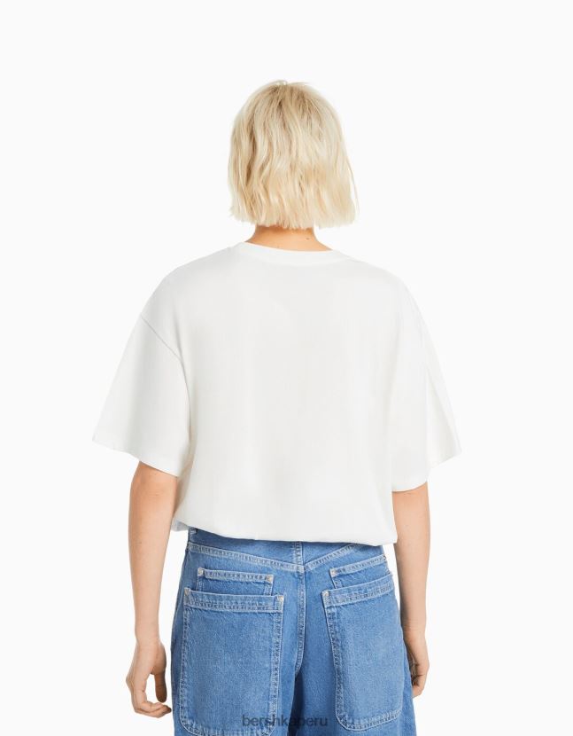 blanquecino Bershka mujer playera de manga corta con estampado dua lipa 806J6B483