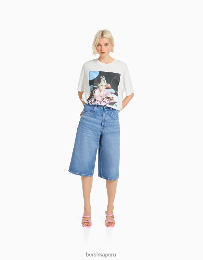 blanquecino Bershka mujer playera de manga corta con estampado dua lipa 806J6B483