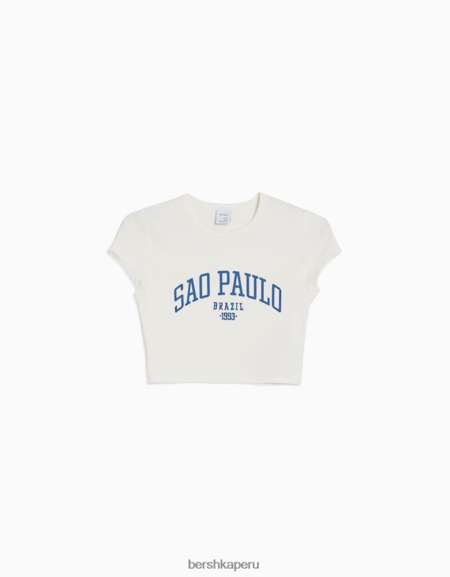 blanquecino Bershka mujer playera de manga corta estampada 806J6B491