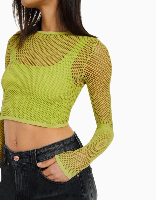 cal Bershka mujer playera de manga larga sin costuras 806J6B526