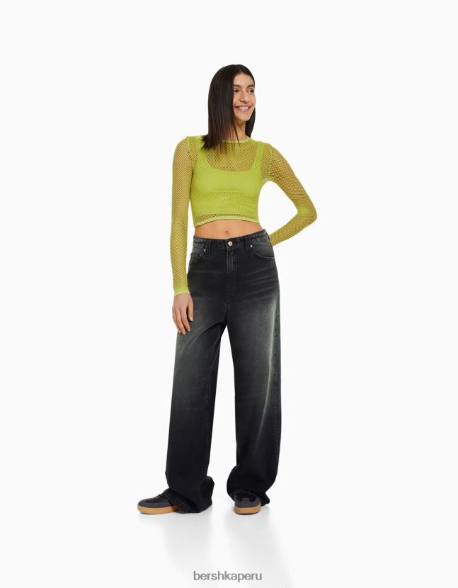 cal Bershka mujer playera de manga larga sin costuras 806J6B526