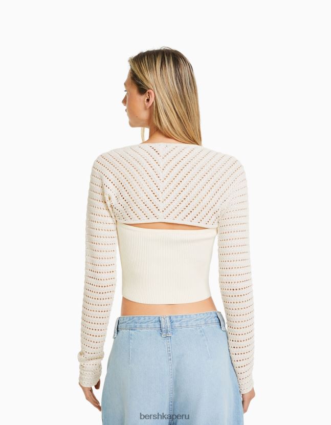 crema Bershka mujer calentadores de brazo de punto abierto 806J6B304