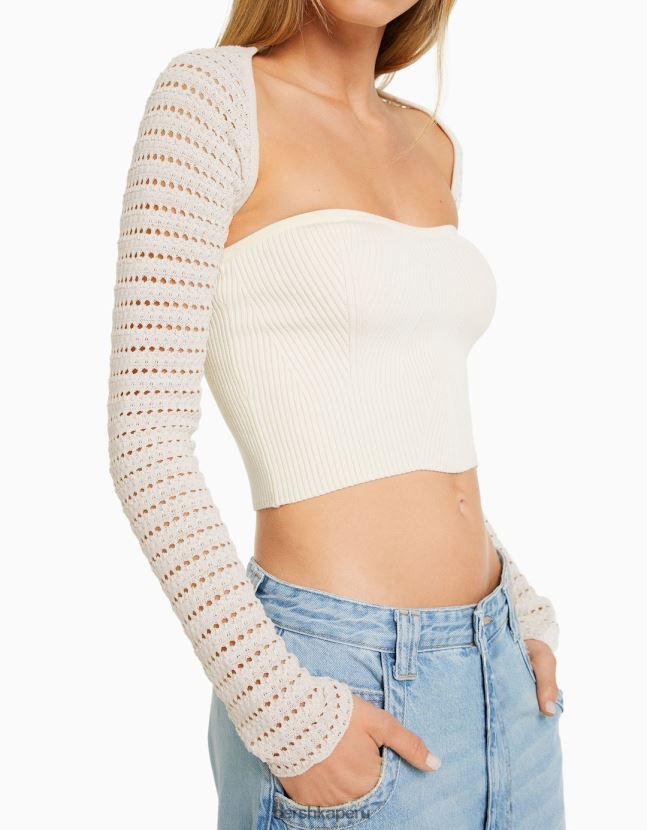 crema Bershka mujer calentadores de brazo de punto abierto 806J6B304