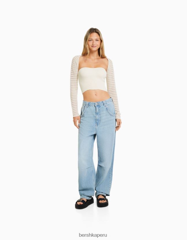 crema Bershka mujer calentadores de brazo de punto abierto 806J6B304
