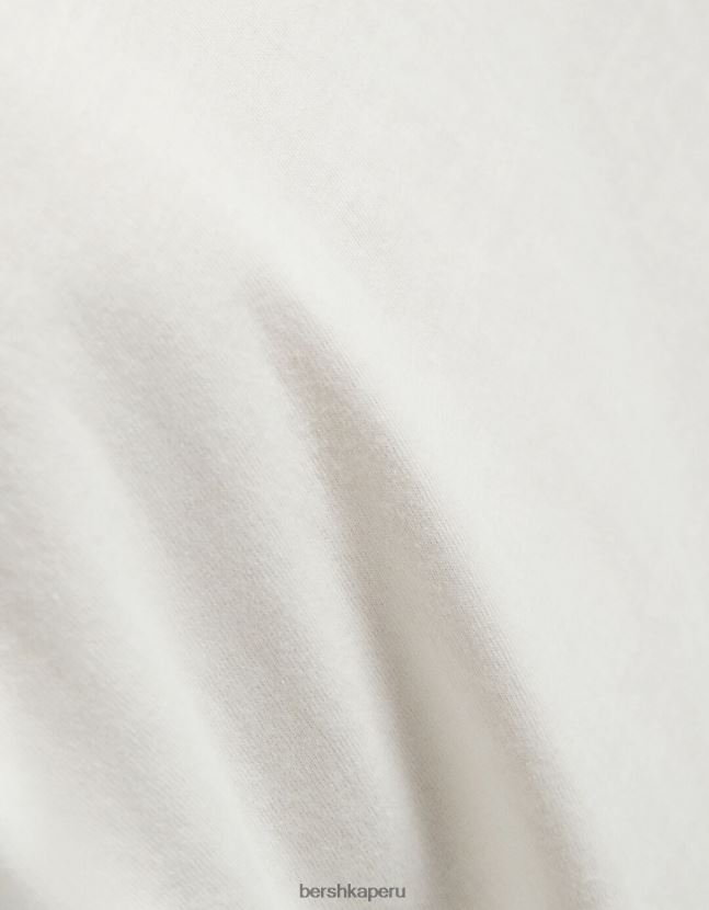 crema Bershka mujer camiseta de manga corta con estampado 806J6B506
