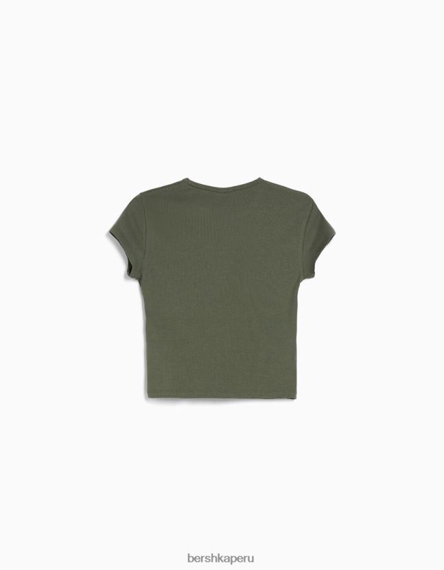 exclusivo Bershka mujer camiseta de canalé manga corta 806J6B345