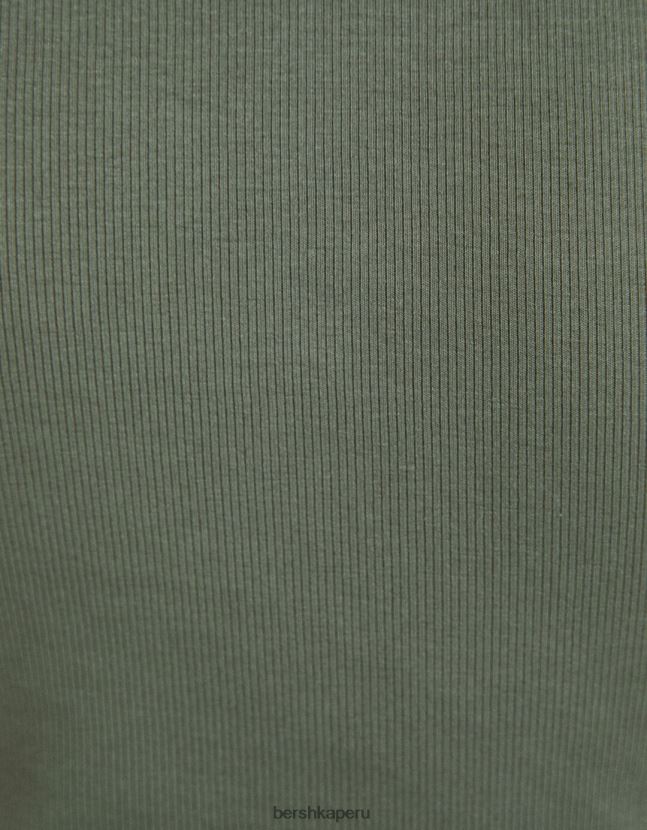 exclusivo Bershka mujer camiseta de canalé manga corta 806J6B345