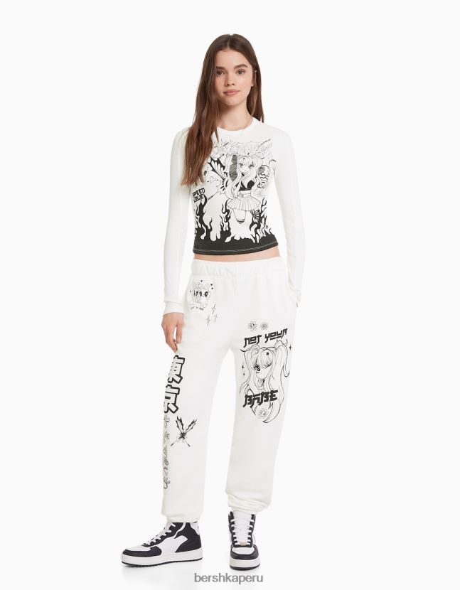 exclusivo Bershka mujer camiseta de manga larga con estampado de anime 806J6B644