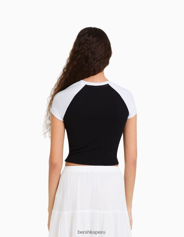 gris Bershka mujer camiseta con estampado de yungblud y mangas raglán cortas 806J6B515
