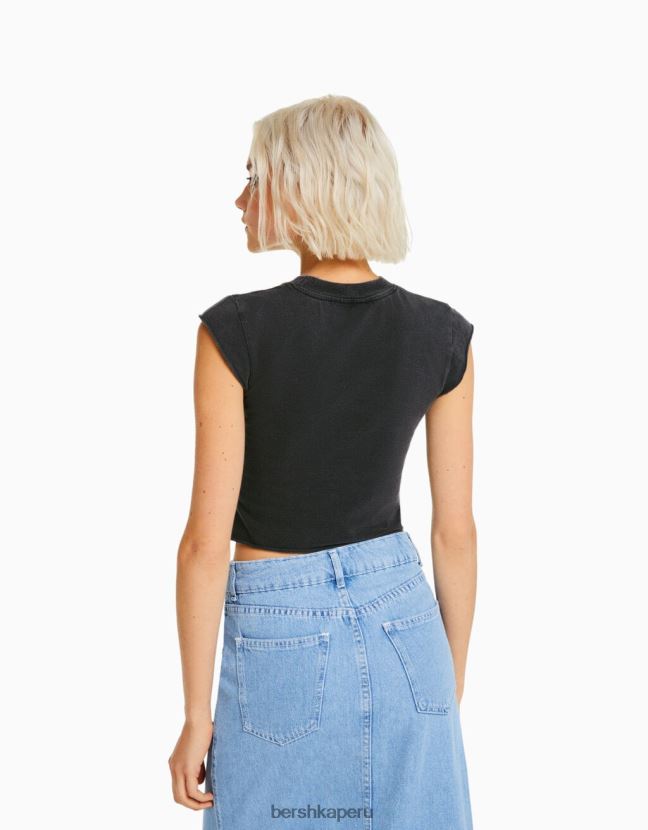 gris Bershka mujer camiseta corta sin mangas tupac 806J6B290