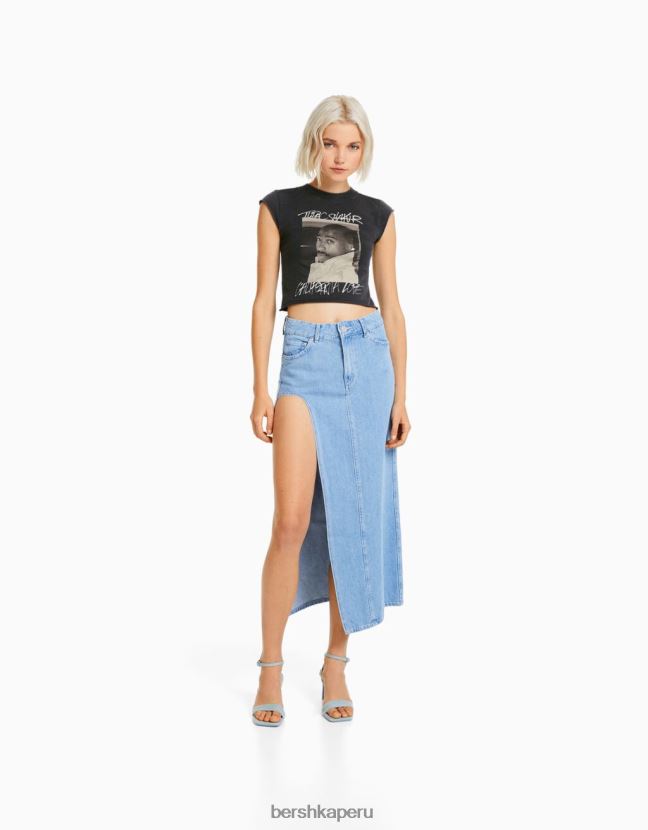 gris Bershka mujer camiseta corta sin mangas tupac 806J6B290