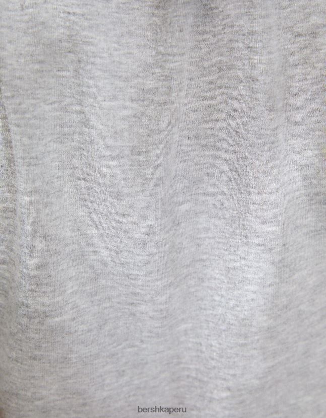gris Bershka mujer camiseta de manga corta con cuello redondo 806J6B567