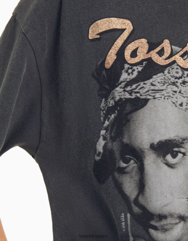 gris Bershka mujer camiseta de manga corta con estampado de tupac 806J6B338