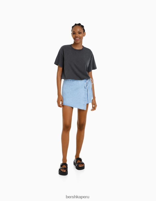 gris Bershka mujer camiseta oversize de manga corta 806J6B323