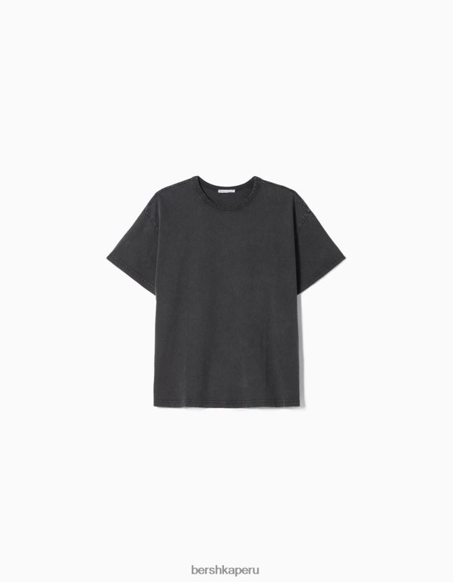 gris Bershka mujer camiseta oversize de manga corta 806J6B323