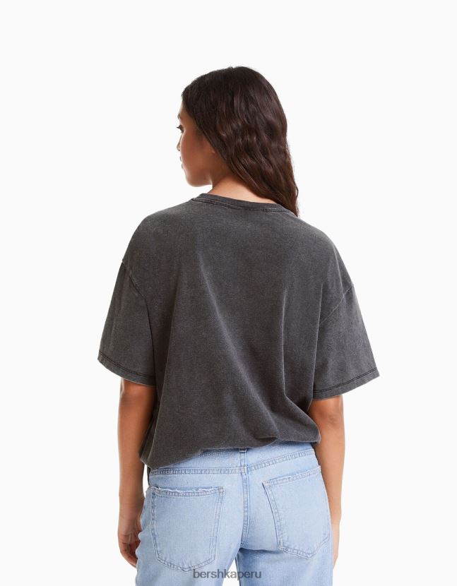 gris Bershka mujer playera de manga corta con estampado blondie 806J6B551