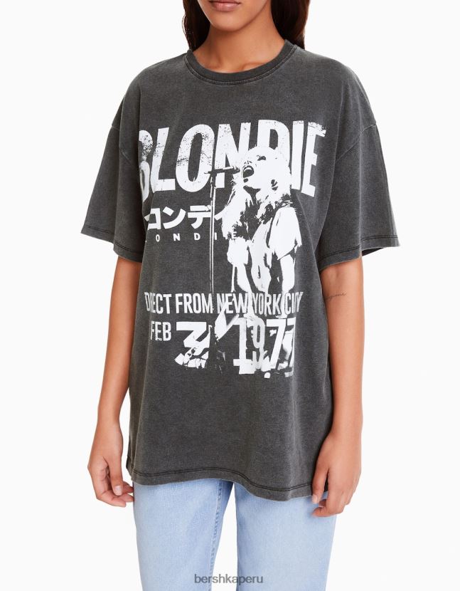 gris Bershka mujer playera de manga corta con estampado blondie 806J6B551