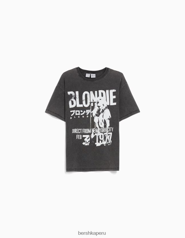 gris Bershka mujer playera de manga corta con estampado blondie 806J6B551