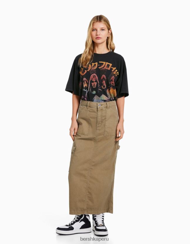 gris Bershka mujer playera de manga corta con estampado de Pink Floyd 806J6B558