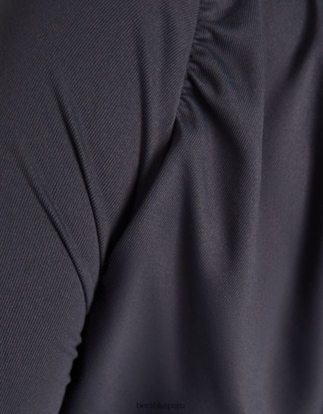 gris oscuro Bershka mujer camiseta asimétrica de manga larga 806J6B384