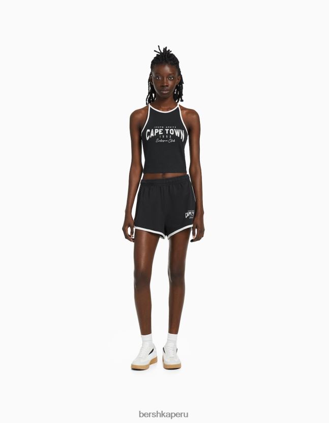 gris oscuro Bershka mujer camiseta de canalé estampada con tirantes 806J6B887