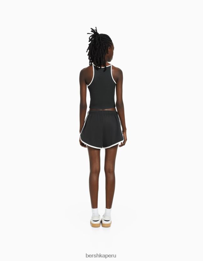 gris oscuro Bershka mujer camiseta de canalé estampada con tirantes 806J6B887
