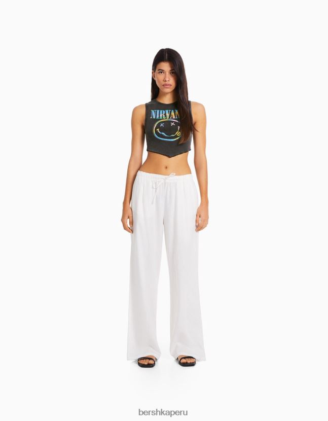 gris oscuro Bershka mujer camiseta sin mangas con estampado de nirvana 806J6B291