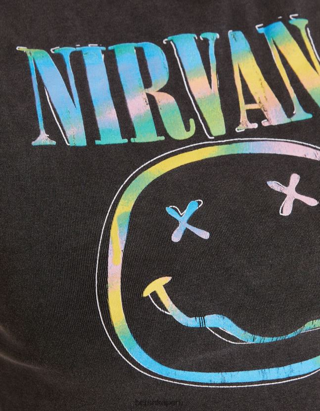 gris oscuro Bershka mujer camiseta sin mangas con estampado de nirvana 806J6B291