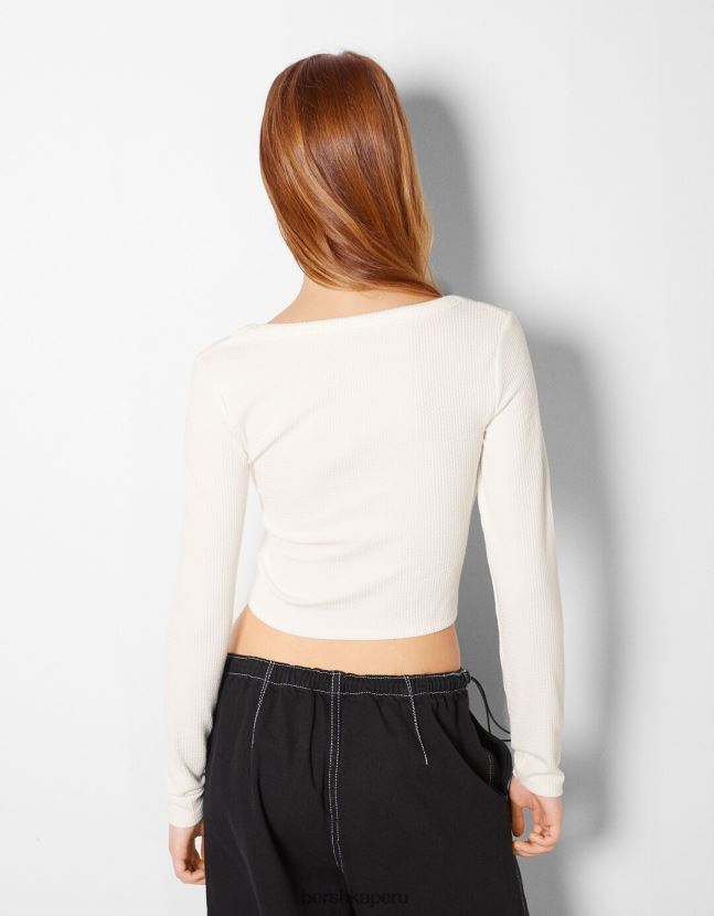 multicolor Bershka mujer Pack de 2 camisetas de canalé de manga larga con textura 806J6B648