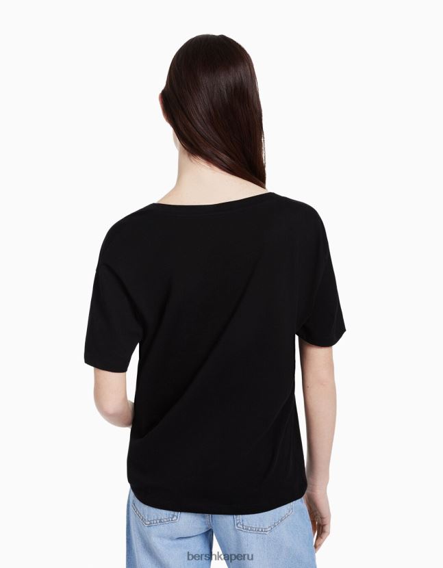 multicolor Bershka mujer Pack de 2 camisetas regular fit de manga corta con cuello de pico 806J6B635