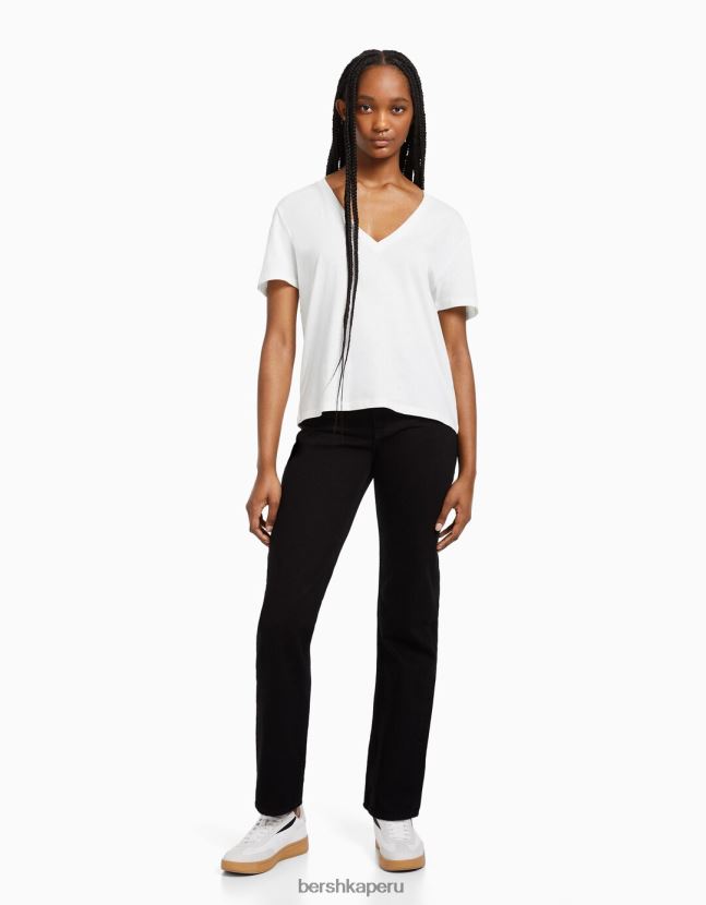 multicolor Bershka mujer Pack de 2 camisetas regular fit de manga corta con cuello de pico 806J6B635