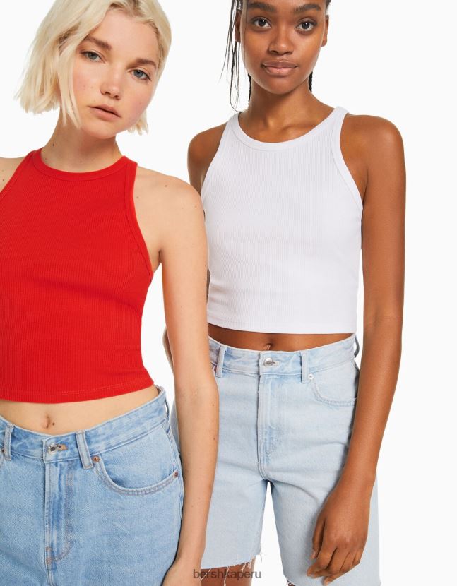 multicolor Bershka mujer Pack de 2 tops de canalé sin mangas 806J6B308