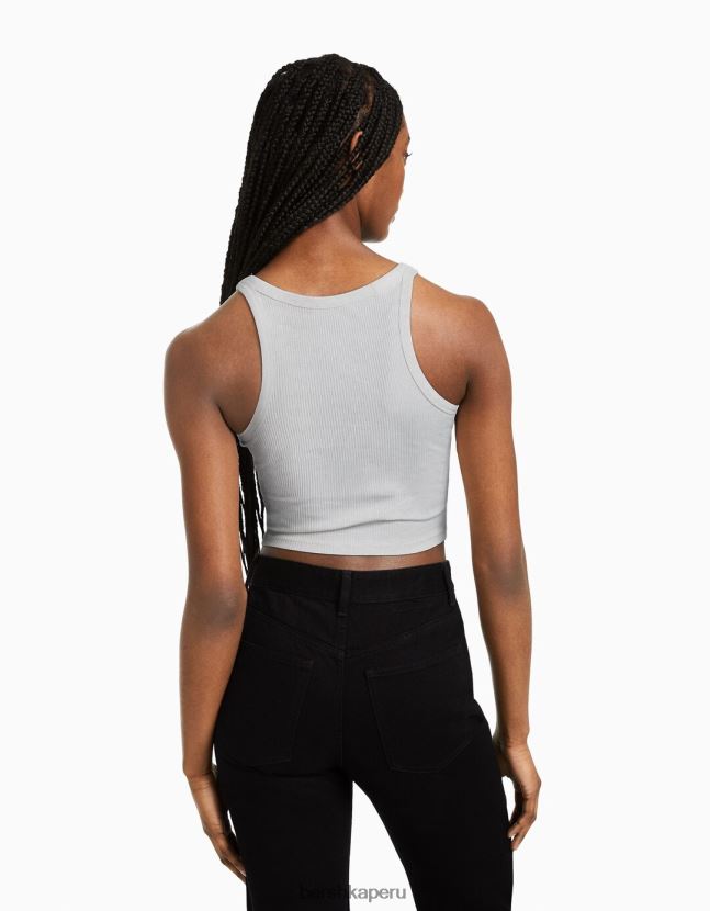 multicolor Bershka mujer Pack de 2 tops de canalé sin mangas 806J6B309