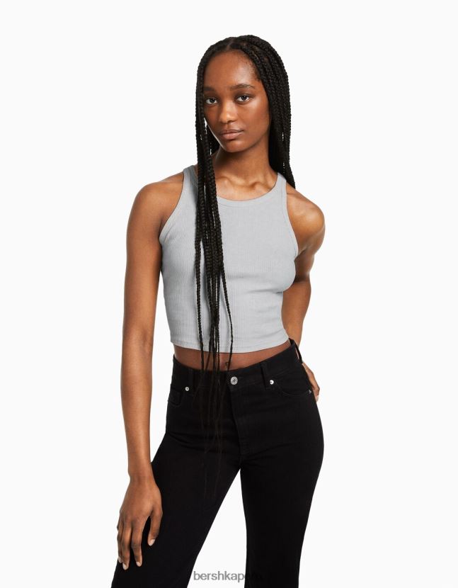 multicolor Bershka mujer Pack de 2 tops de canalé sin mangas 806J6B309