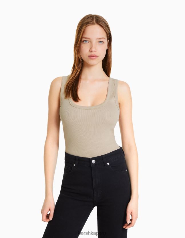 multicolor Bershka mujer Pack de 2 tops de canalé sin mangas 806J6B402