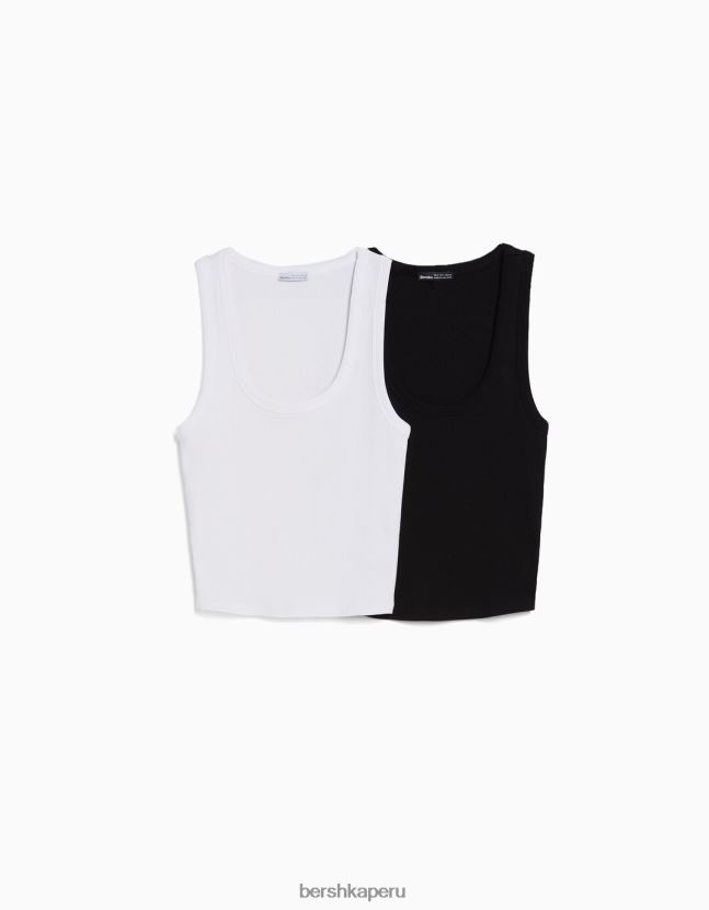 multicolor Bershka mujer Pack de 2 tops de canalé sin mangas 806J6B403