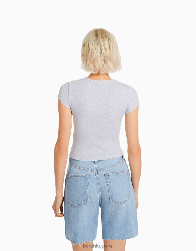 multicolor Bershka mujer pack de 2 camisetas canalé manga corta 806J6B330