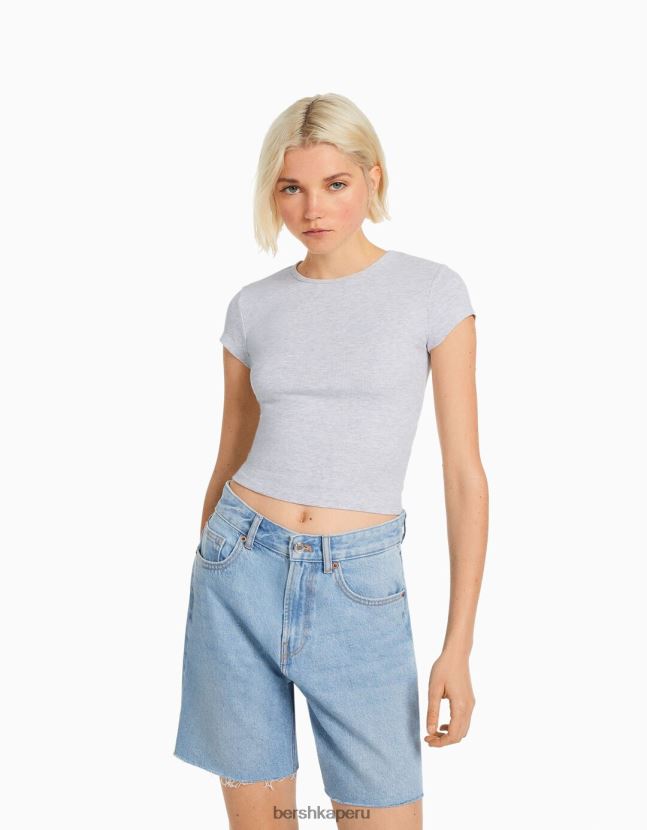 multicolor Bershka mujer pack de 2 camisetas canalé manga corta 806J6B330