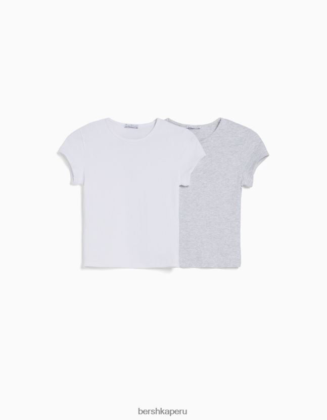 multicolor Bershka mujer pack de 2 camisetas canalé manga corta 806J6B330